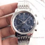 Swiss Omega De Ville Co-Axial Chrono 42MM Stainless Steel Blue Dial Copy Watch